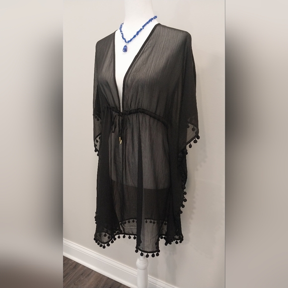 NWT Bleu Rod Beattie black sheer swimsuit cover up 100% polyester Size M - Picture 2 of 13